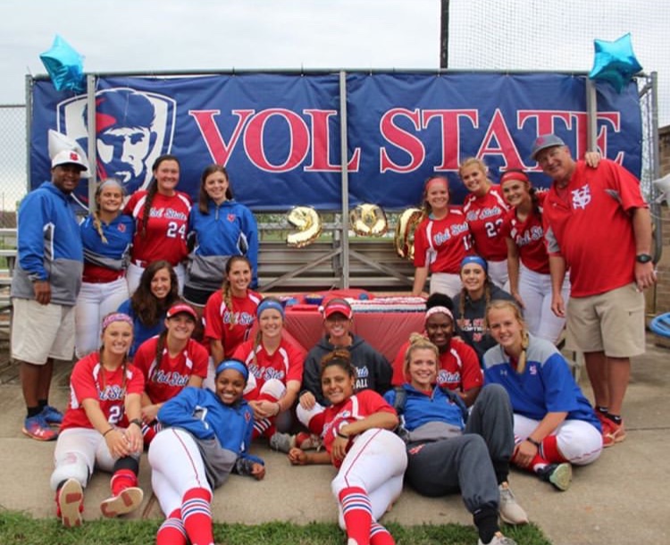 Vol State Softball celebrating the 900 win milestone.