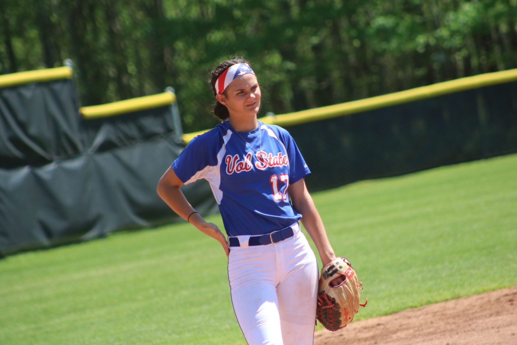 Sophomore #17 Hannah Marlar playing Third base at Motlow State Community College.
